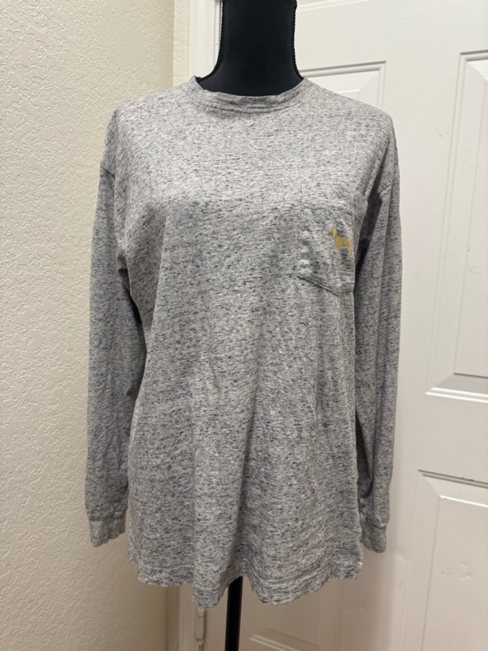 PINK Victoria's Secret Heather Gray Top with Gold Sequin Back Detail